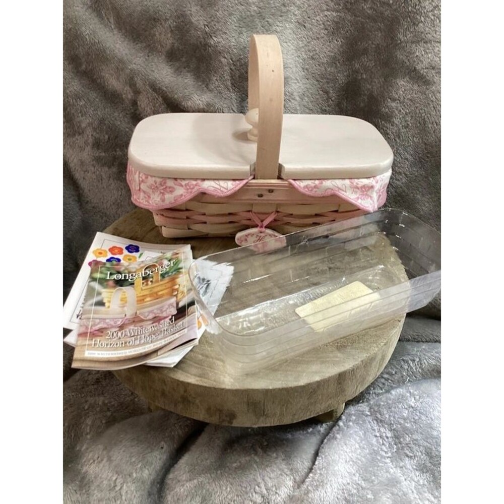 Longaberger 2000 Whitewashed Horizon of Hope Basket Complete Set Signed